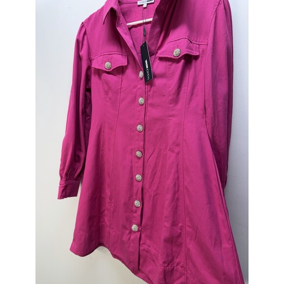 Fashion Nova Women’s Mini Dress Clocked Hot Pink 100% Cotton Sz S New - Picture 12 of 16